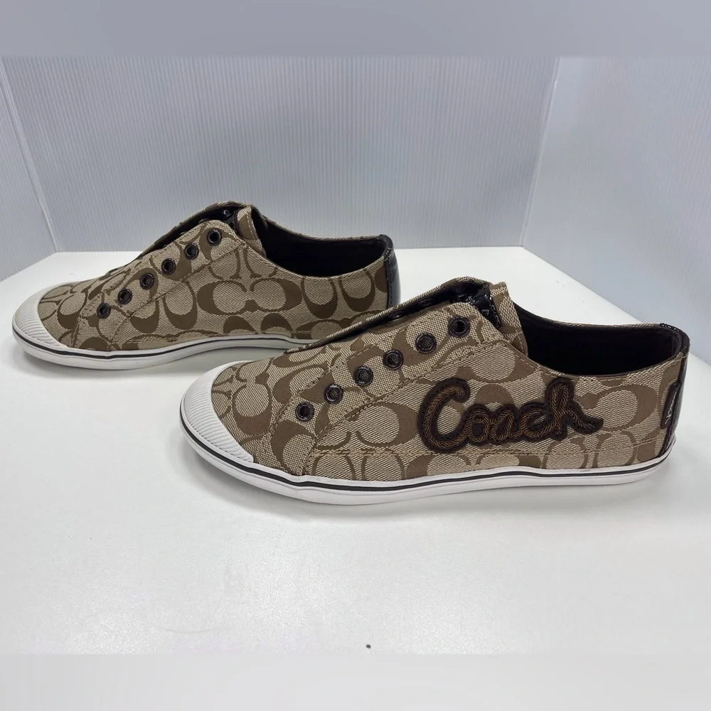 Coach Keeley Khaki Signature C Sneakers Slip On Shoes, Size 9.5 - Picture 2 of 12